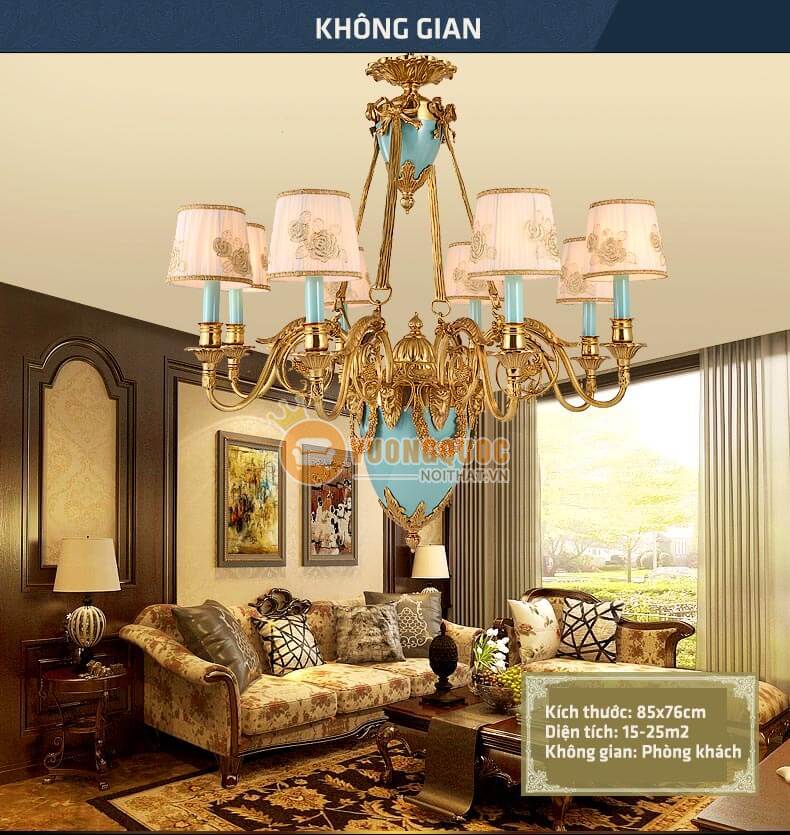 Đèn chùm đồng trang trí họa tiết tinh xảo abr154-5